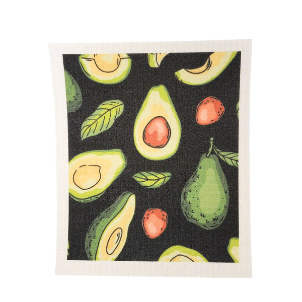 Black Avocado Patterned  Swedish Dishcloth - Kitchen Gadgets