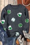 Lucky Clover Beer Sequin Round Neck Sweatshirt (Online Only)