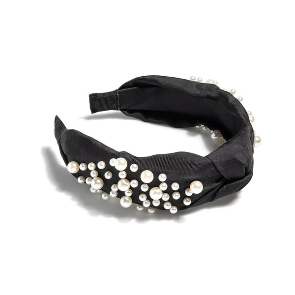 Black Knotted Headband w/ Pearl