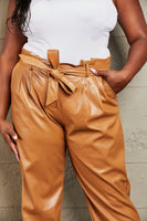Brooke Faux Leather Paperbag Waist Pants