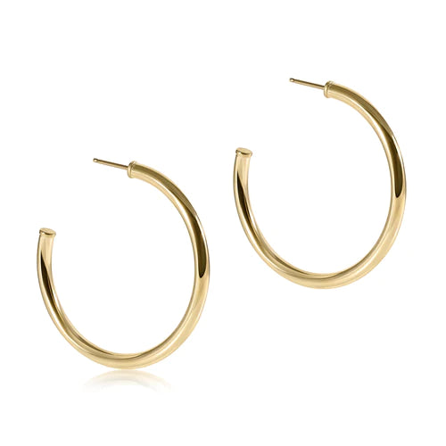 Round Gold 1.5" Post Hoop - 3mm Smooth